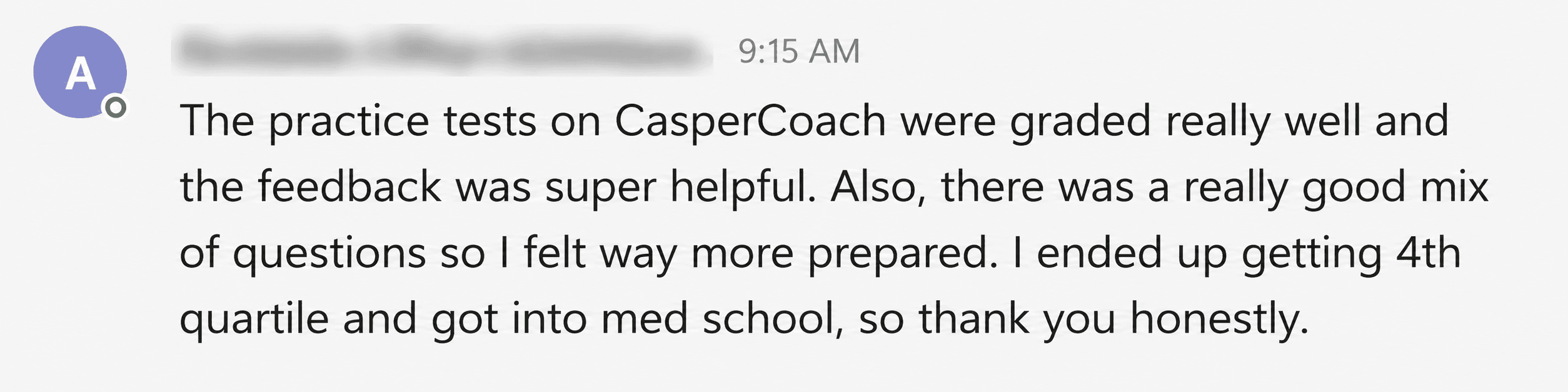 Applicant sharing a fourth-quartile CASPer result and medical-school admission