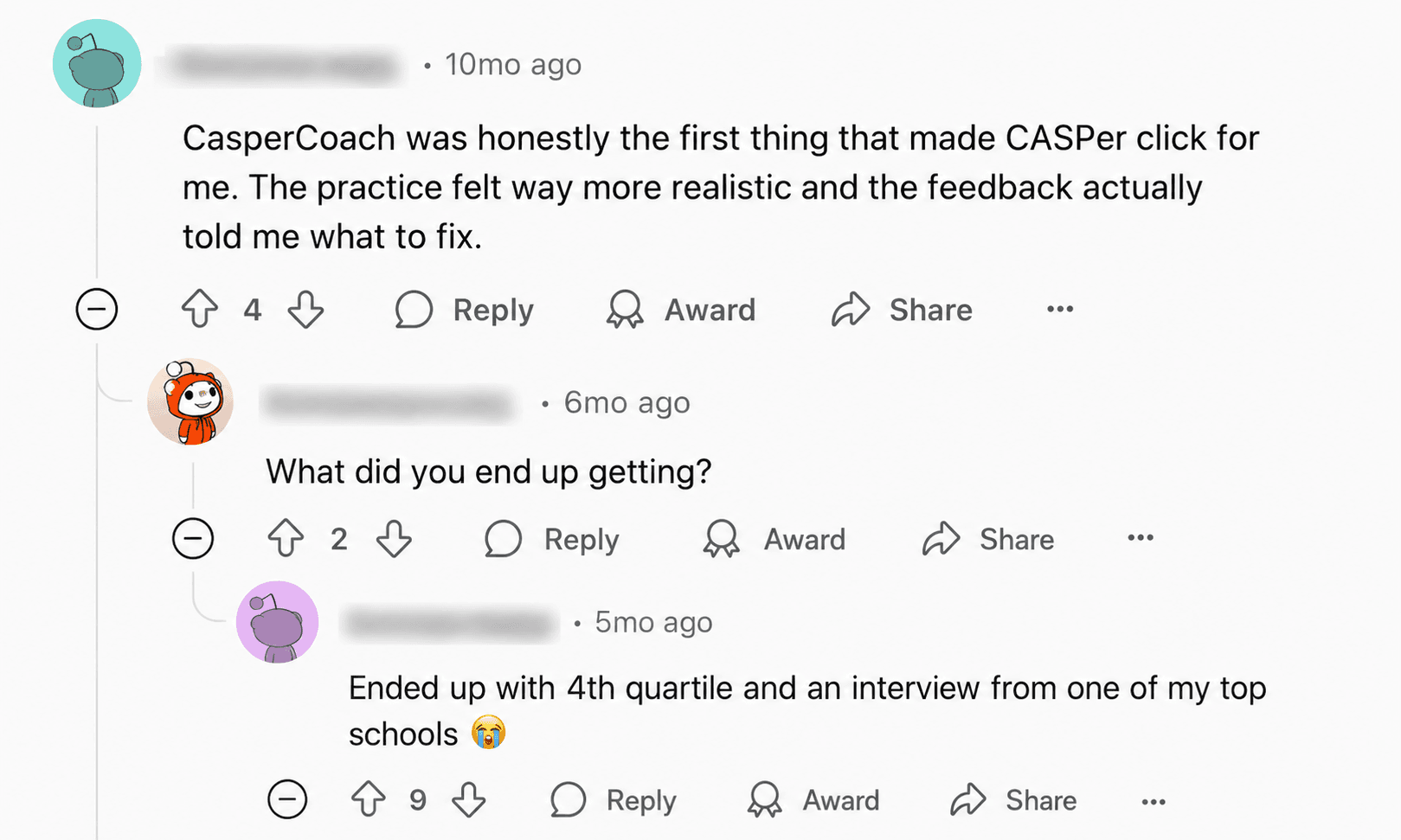Applicant sharing a fourth-quartile CASPer result and interview offer